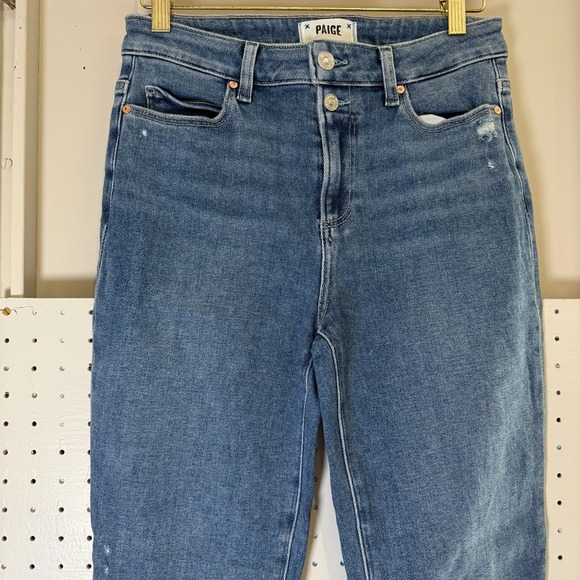 PAIGE Cindy Jeans Women's 27 Button Neelah Distressed Denim High Rise Raw Hem - Picture 2 of 13